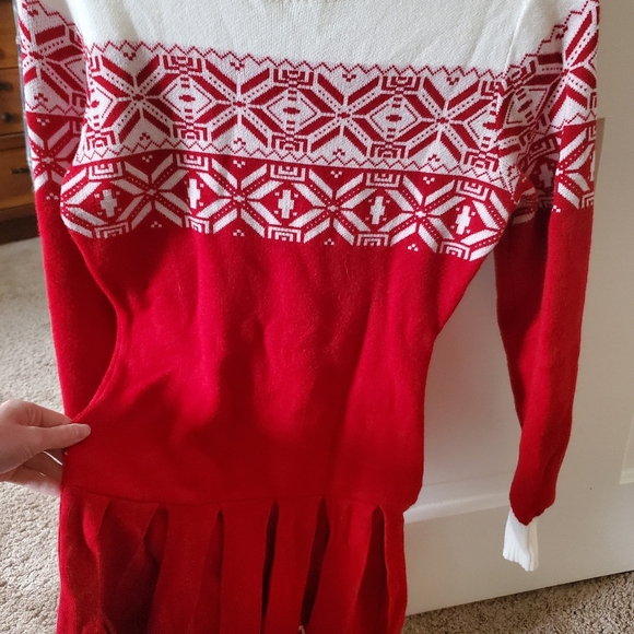 Pink & Flare Holiday Sweater Dress with Pleated Skirt size Small - Picture 2 of 3